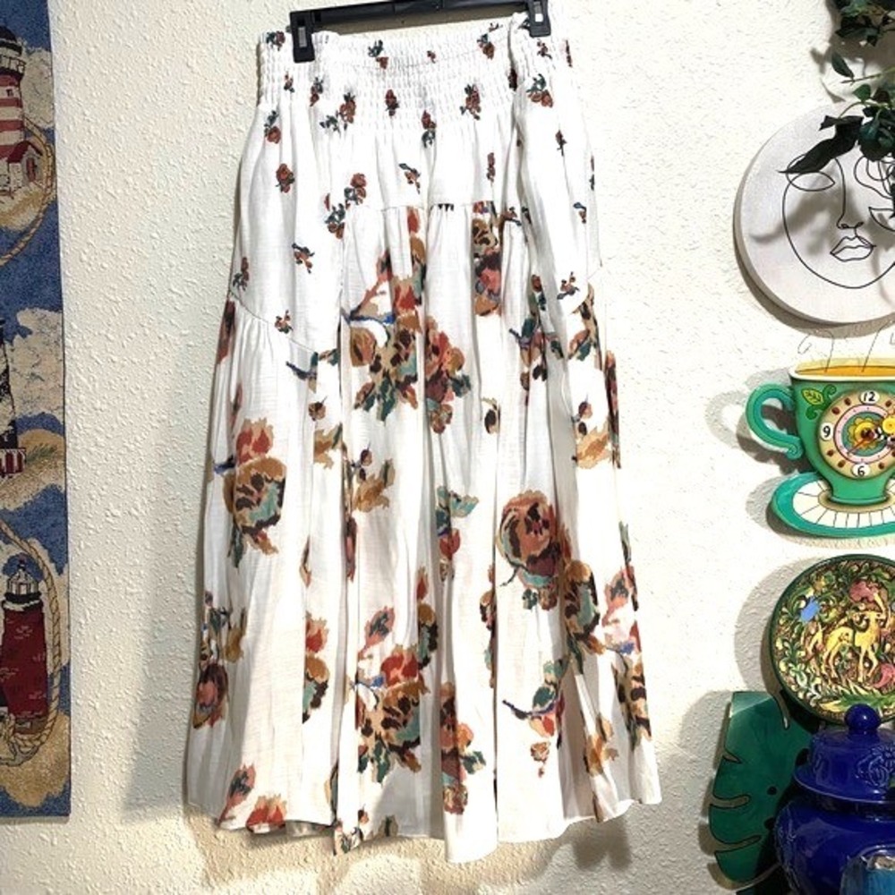 New women 3x Vince Euro-Summer whimsy fairy floral gauze maxi skirt White